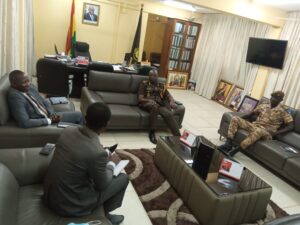 IISS holds bilateral meeting with Ghana  Prisons Service. From Left to Right: Nana Barimah Dr. Adu-Twum I (Deputy Director, IISS), Mr. Moses Jatuat (Director IISS), Mr. Isaac Egyir (Director-General , Ghana Prisons Service) and DSP Ahmed Dramanu (Prisons HQ)