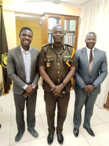 From left to right: Nana Barimah Dr. Adu-Twum I (Deputy Director, IISS), Mr. Moses Jatuat (Director, IISS) and ACP Sanid Adamu (Deputy Tema Regional Police Commander)