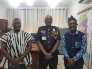 From left to right: Nana Barimah Dr. Adu-Twum I (Deputy Director, IISS), Mr. Moses Jatuat (Director, IISS) and ACP Sanid Adamu (Deputy Tema Regional Police Commander)